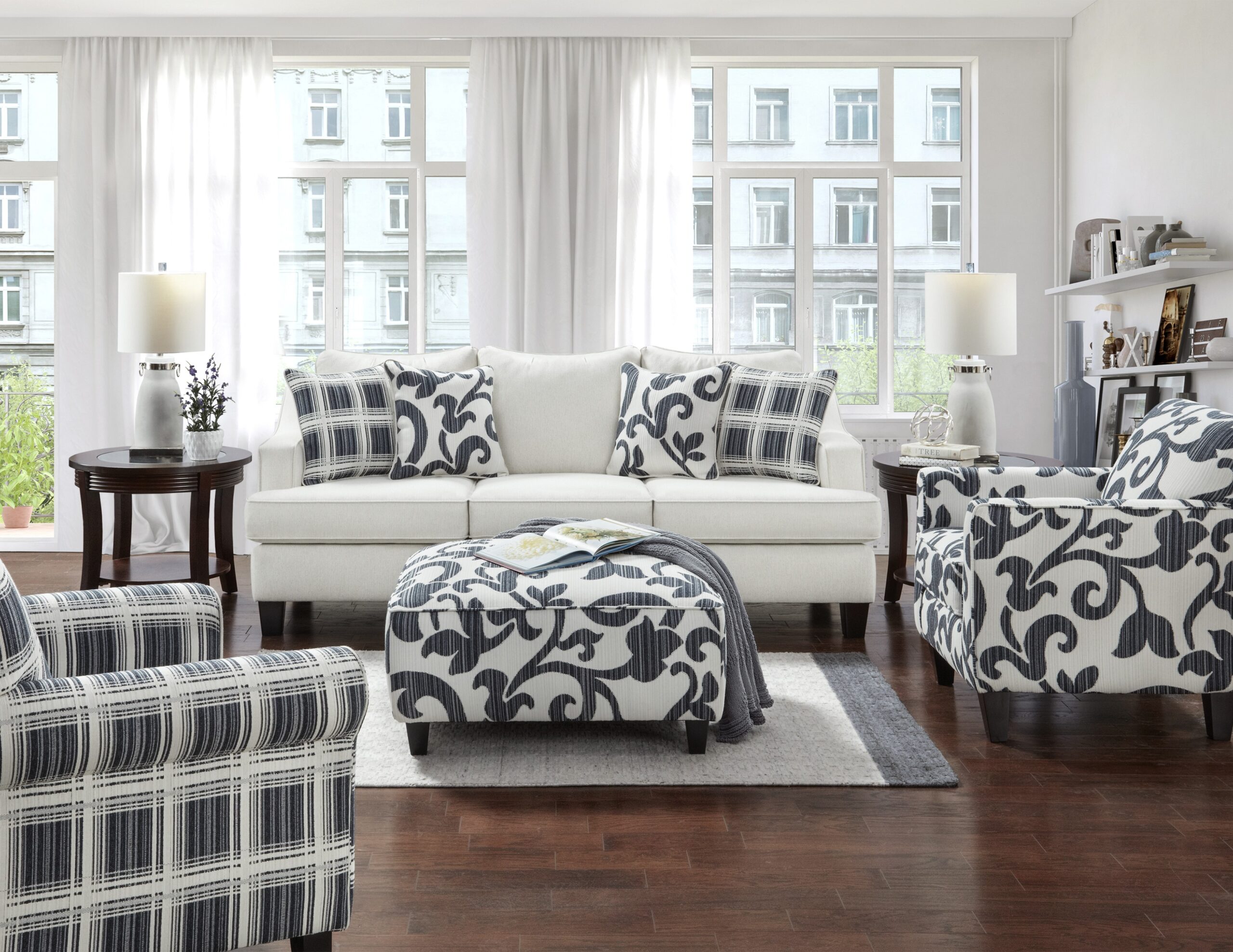 56820582531b76cb5b1e8c3b21f7ea7f Stanza Navy Accent Ottoman - Image 1