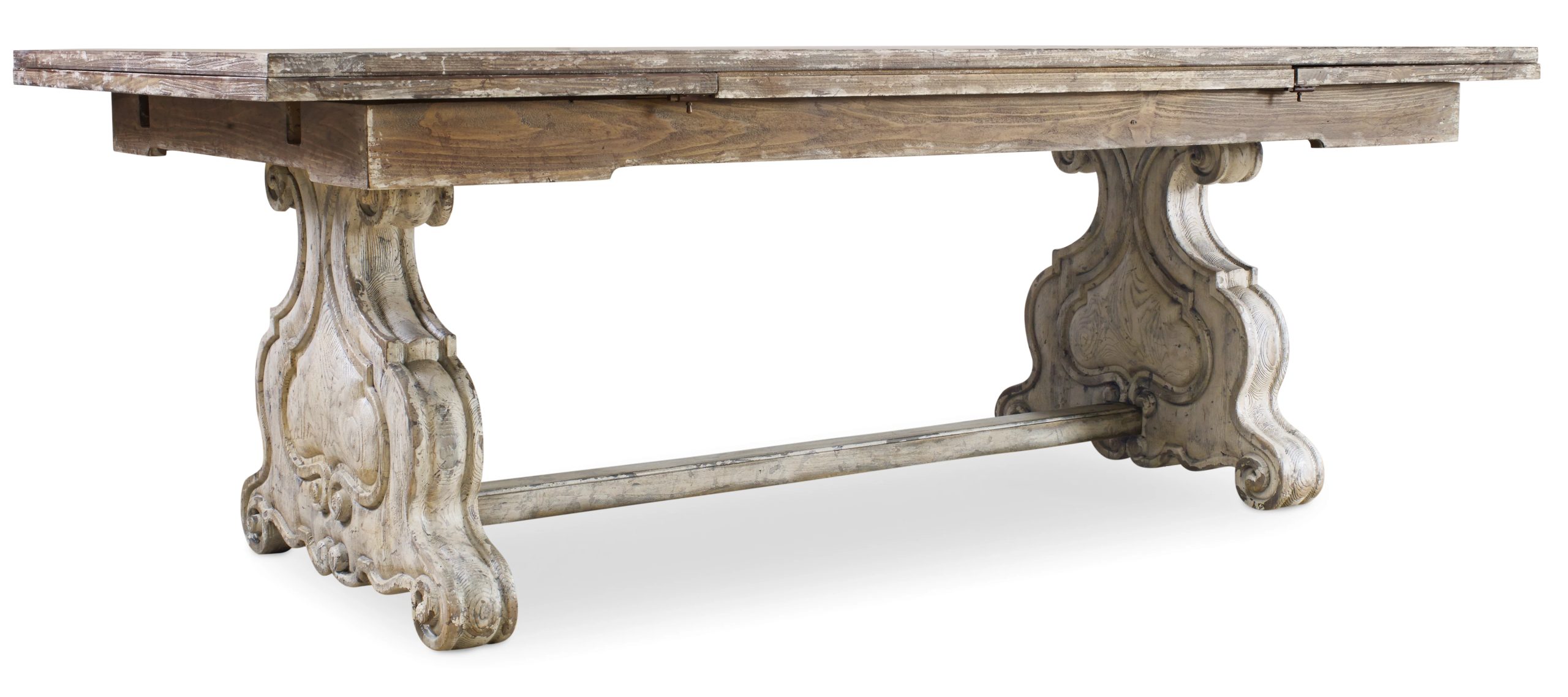 60f6d439da022e2eb75d9441055ca87f Chatelet Refectory Rectangle Trestle Dining Table with Two 22'' Leaves - Image 1